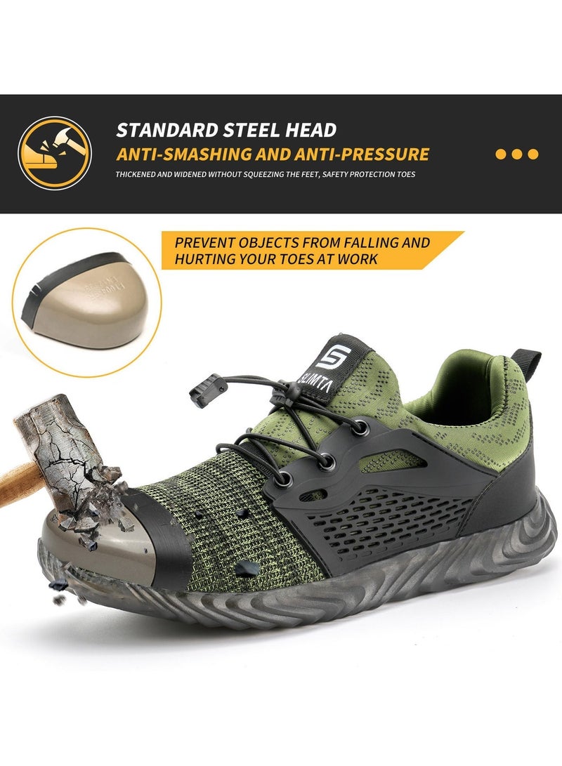 SLIMTA Men Women Safety Shoes Non-Slip Steel Toe Cap Trainers Mesh Breathable Lightweight Comfortable Puncture Proof Industrial Shoes - Image 4